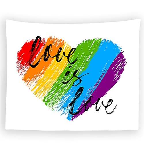 Bulor Pride Love Is Love Tapestry Lgbt Gay Lesbian Rainbow Heart Tapestry Wall Hangings Tapestry For Bedroom Living Room Dorm Man Cave Background(80X60 Inch) #TOP11
