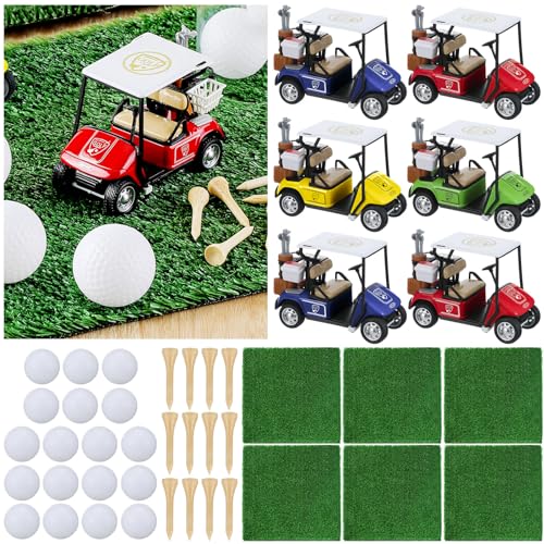 Gemscream 42 Pcs Golf Table Centerpiece Decorations with Practice Ball Cart Toy Mini Golf Course for Sport Themed supplies Birthday Party Decor