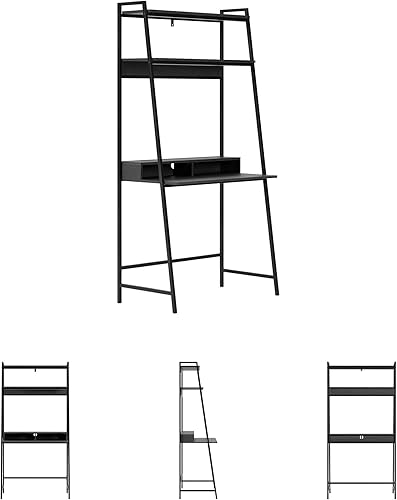 Miniatura 6 de Signature Design by Ashley Yarlow - Escritorio moderno para oficina en casa con estante, color negro