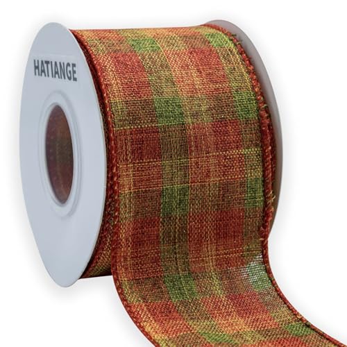 HATIANGE Fall Burlap Wide Wired Ribbon Orange...