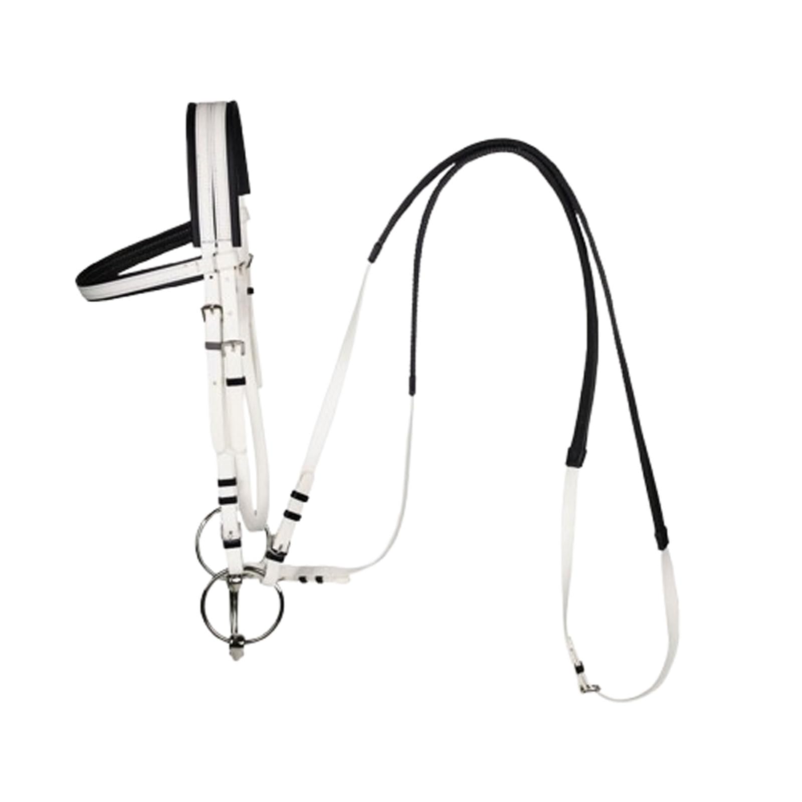 Dostosowany nylonowy koń,Końska obroża, Wodoodporna, anatomiczna, regulowana ogłowia z PVC, wielokolorowa, rozmiar L, dla koni powyżej 1,35 m(White)