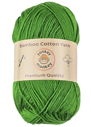Image of 10-Pack of Yonkey Monkey 500 Grams Yarn - 70% Rayon derived from Bamboo, 30% Cotton - Imported - Grass Green 9035