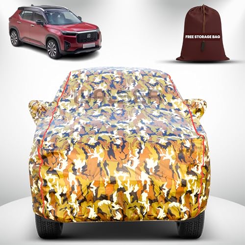 Image of Walser Waterproof Car Cover for Honda Elevate | All-Weather Full Car Body Protection | with Mirror & Antenna Pocket | Dustproof, Windproof & Anti-Scratch Lining, Camouflage