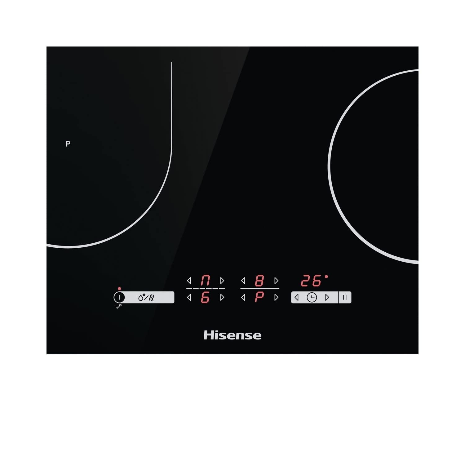 Hisense I6433C7 - Placa de cocina de inducción, 4 zonas de cocción con función Bridge, función Power Boost, temporizador de cocción, negro, 595 x 58 x 520 mm