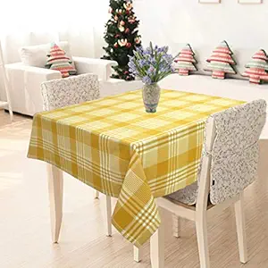 AIRWILL 100% Cotton Checkered Pattern 2 Seater Square Table Cover Sized, 36x36 inches (Yellow, Pack of 1)