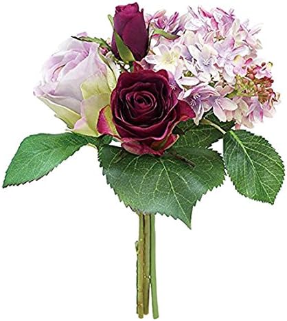 Amazon Co Jp エルアーツ 造花 アンジェリックローズブーケ 全長26cm 花径6cm ラベンダー 705 14 ホーム キッチン