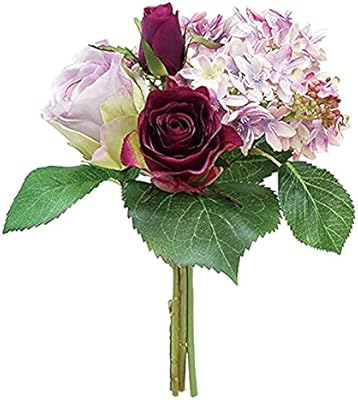 Amazon Co Jp エルアーツ 造花 アンジェリックローズブーケ 全長26cm 花径6cm ラベンダー 705 14 ホーム キッチン