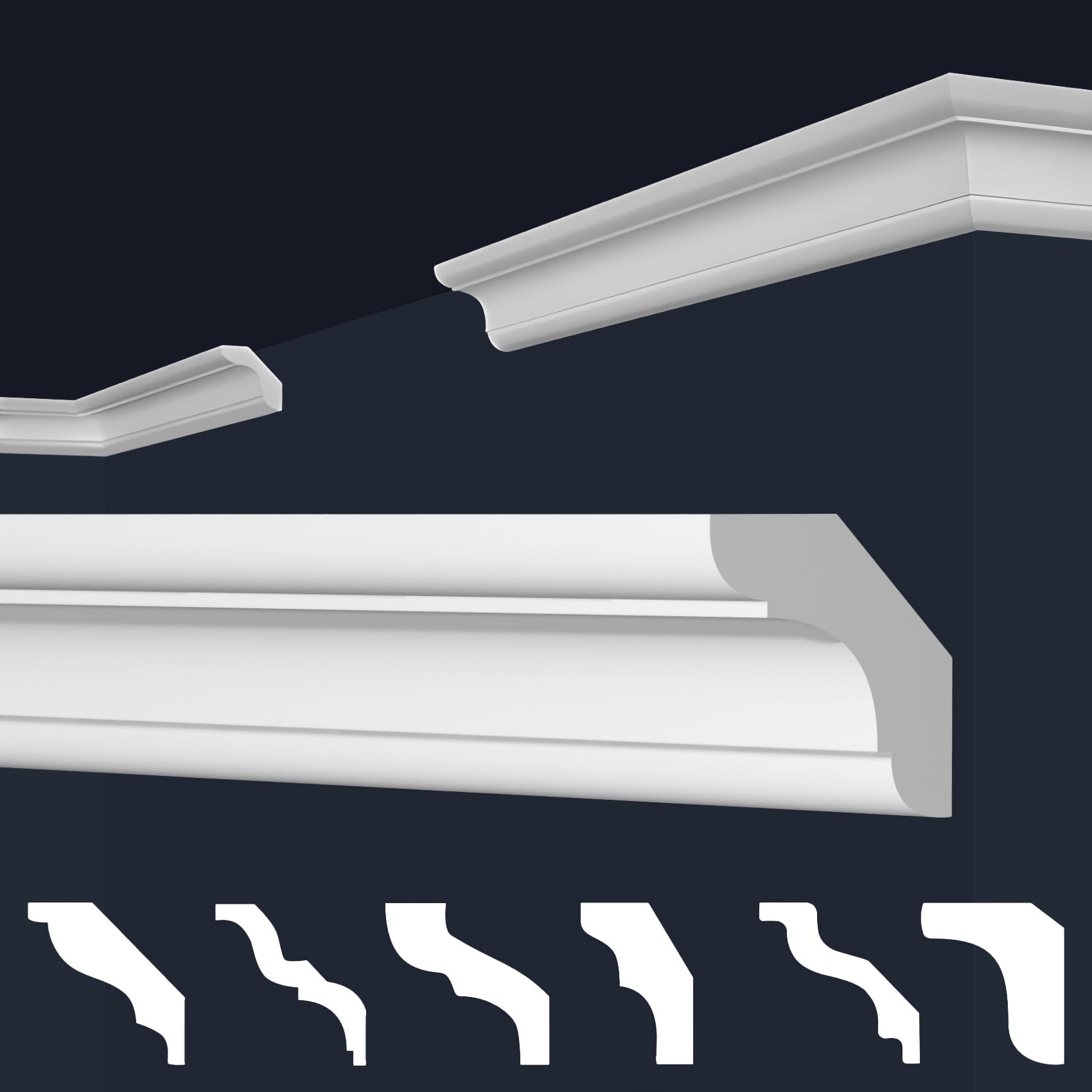 MARBET DESIGN Stuckleisten XPS Styropor weiß - Deckenleisten Deckenstuck Leisten E-Leisten - (2 Meter / 1 Leiste E-24)