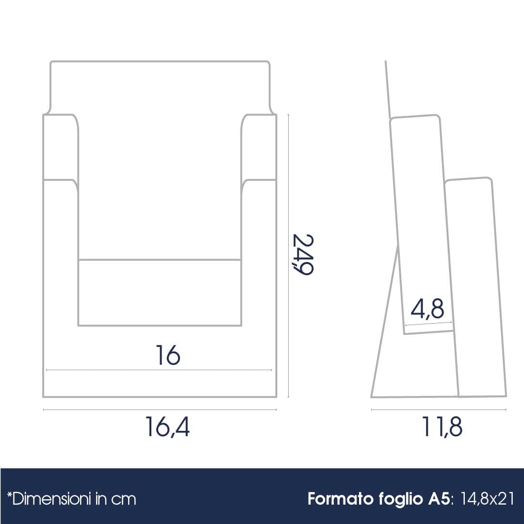 Danieli | Espositore Porta Depliant 2 posti A5 da Tavolo in Acrilico Trasparente - Espositore Brochure da tavolo - Espositore da banco Porta Volantini, Cartoline e Biglietti (3)