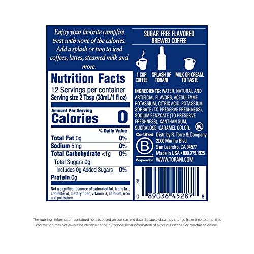 Torani Sugar Free S'mores Flavored Drink Syrup, 12.7 fl oz, 4 Pack - image 3