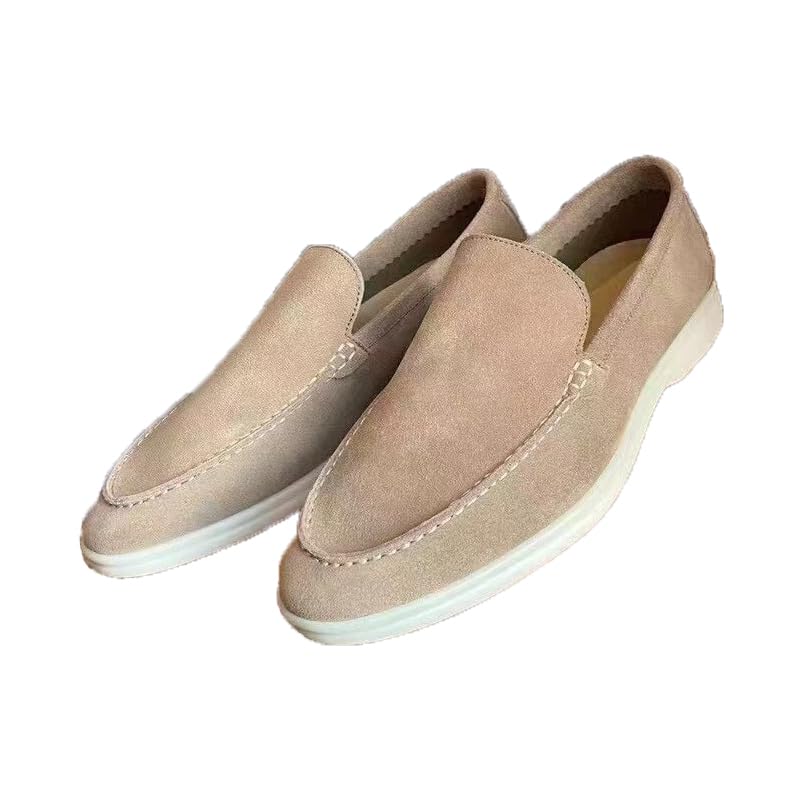 NUHEEL Men's Slip-On Loafers Summer Casual Boat Shoes Slipper for Men – Lightweight, Comfortable & Breathable Flat Loafer Slip-Ons Moccasins Driving Walking Shoes Oxford Shoes Apricot, 104