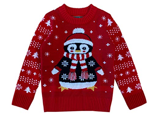 Tstars Girls' Ugly Christmas Sweater Holiday Penguin Santa Cute Toddler Sweater 3T Multicolor