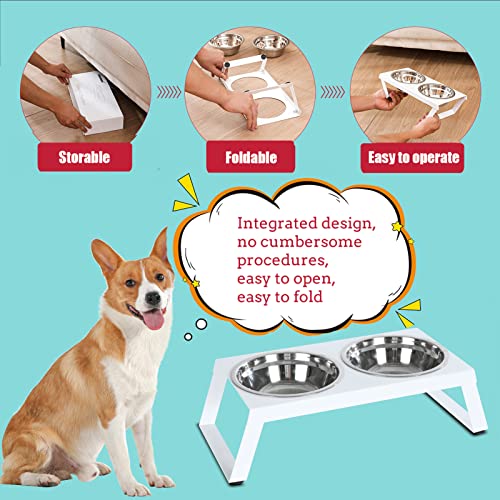 Elevated Feeding Bowls For Dogs – Metal Frame With A Folding Shelf And Two Stainless Steel Bowls (Non-Slip). (Small, Black) #TOP2