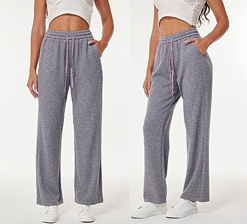 heipeiwa Women's Knit Cashmere Wool Blend Rib Wide Leg Flowy Fall Winter Thermal Sweater Pants Trouser3