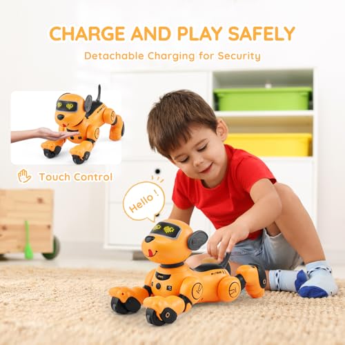 VEVOR Roboter Hund Kinder Ferngesteuerter Spielzeug, 2,4 GHz, programmierbares intelligentes interaktives RC Hund für Kinder mit Folgefunktion, Berührungs- und Sprachsteuerung, für Kinder ab 3 Jahren