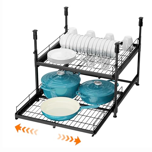 Adjustable 2-Tier Pull Out Cabinet Organizer, Expandable 13