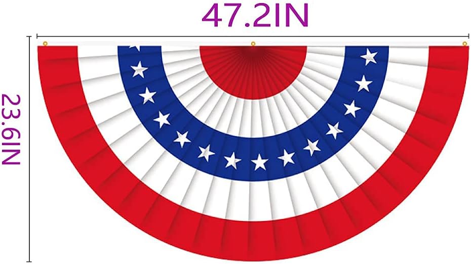 USA Pleated Fan Flag（2-piece set） , 2x4 Feet American Flag Bunting, United States Patriotic Banner Embroidered Stars & Stripes, Memorial Day, and Labour Day Indoor Outdoor Decoration, The 4th of July Independence Day : Patio, Lawn & Garden