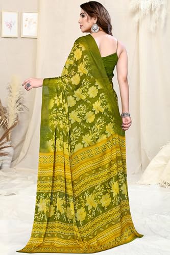 Image of MIRCHI FASHION Saree for Woman Chiffon Floral Printed | Lightweight All-Day Comfortable Women's Sari with Unstitched Blouse Piece (Available in 30 Colors)