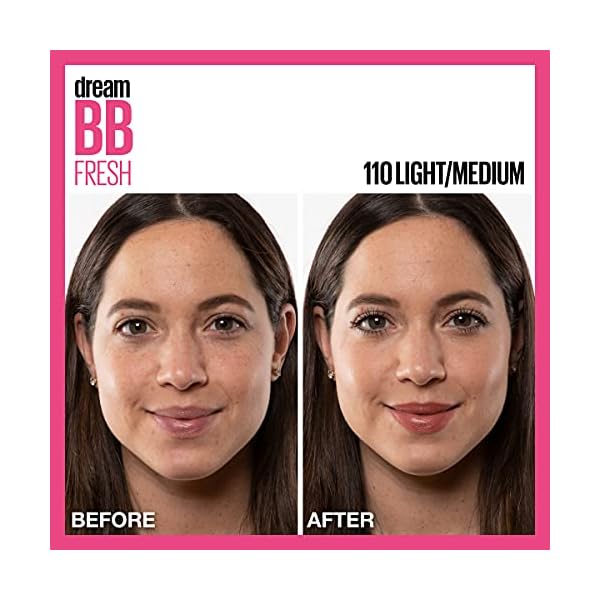 Maybelline-Dream-Fresh-Skin-Hydrating-BB-cream-8-in-1-Skin-Perfecting-Beauty-Balm-with-Broad-Spectrum-SPF-30-Sheer-Tint-Coverage-Oil-Free-LightMedium-1-Fl-Oz Maybelline Dream Fresh Skin Hydrating BB cream, 8-in-1 Skin Perfecting Beauty Balm with Broad Spectrum SPF 30, Sheer Tint Coverage, Oil-Free, Light/Medium, 1 Fl Oz