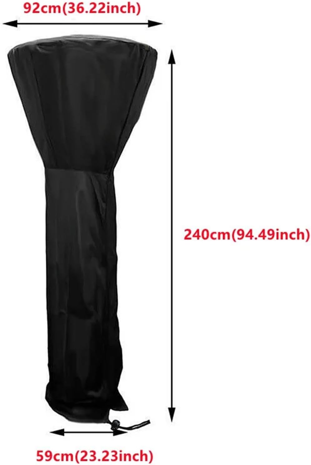 Patio Heater Covers 210D Oxford Cloth Waterproof Air Heater Cover Black Umbrella Shaped Garden Courtyard Dust Patio(210D 240x92x 59cm)
