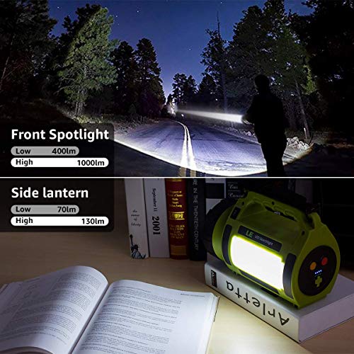 LE Rechargeable LED Lantern, Camping Essentials, 1000LM, 5 Light Modes, Power Bank, IPX4 Waterproof, Lantern Flashlight for Hurricane Emergency, Hiking, Home and More, USB Cable Included - Image 4