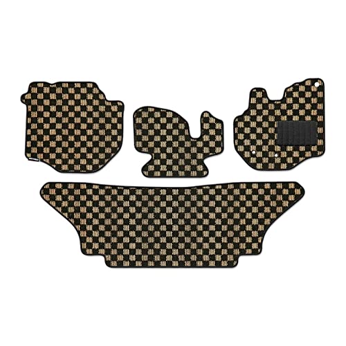 Hotfield トヨタ 互換品 ハイエースバン 200系 フロアマット 形状1 ボディサイズ:標準ボディ/年式:2004年8月〜2020年4月 チェックゴールド