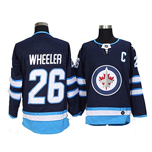 Yajun Blake Wheeler?26 Winnipeg Jets Camisetas Hockey Jersey sobre Hielo NHL Hombre Ropa Respirable T-Shirt de Manga Larga,Navy-Blue,L