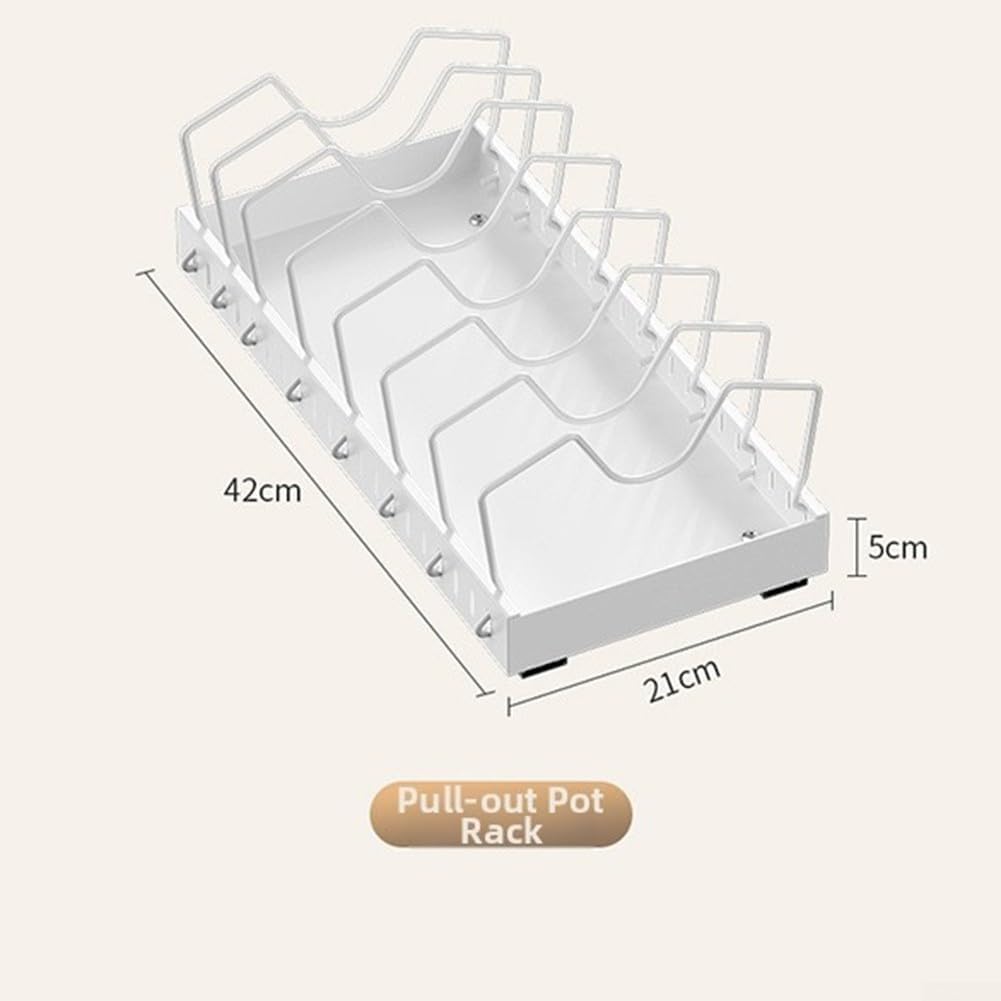 Scaffale scorrevole estraibile per mobili da cucina, progettato per contenere pentole, padelle, coperchi e set di piatti (B nero)