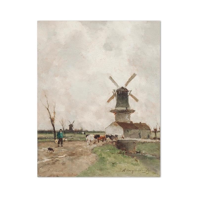Peinture à l'huile paysage vintage pour habiller un grand mur vide