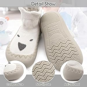 DAKLUNAR 2 paar babysokkenschoenen, antislip, schattige cartoon, zacht