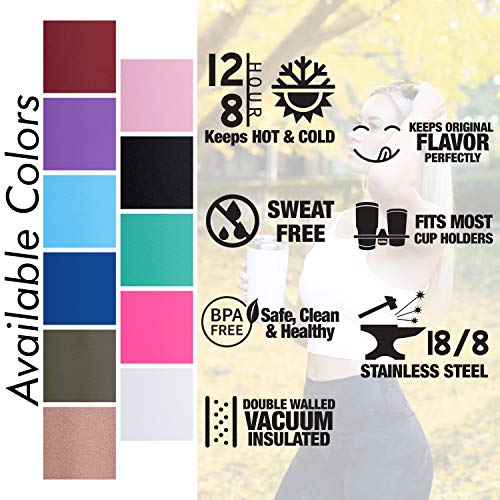 Personalized Tumbler With Engraved Name - 12 Designs, 20 Oz Coffee Tumbler With Slider Lid, Red, Double Wall Insulated - Christmas Gift For Women, Mom, Personalized Birthday Gift For Her #TOP3