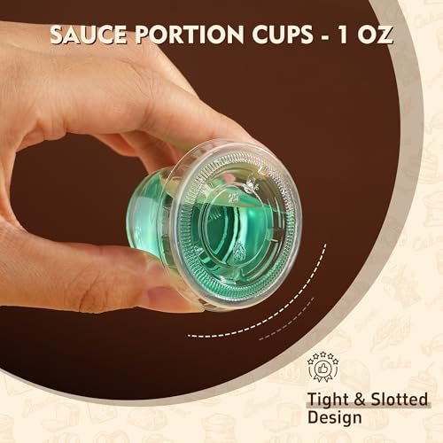 Image of YEEHAW 100 Sets - 1 oz Jello Shot Cups with Lids, Portion Cups, Clear Disposable Plastic Jello Shot Cups for Meal Prep, Salad Dressing, Souffle, Portion Containers
