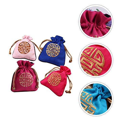 HEMOTON 4 Pcs Bolsas de CordÃ£o de AlgodÃ£o Bolsas de Embalagem Saco de Armazenamento de JÃ³ias Saco