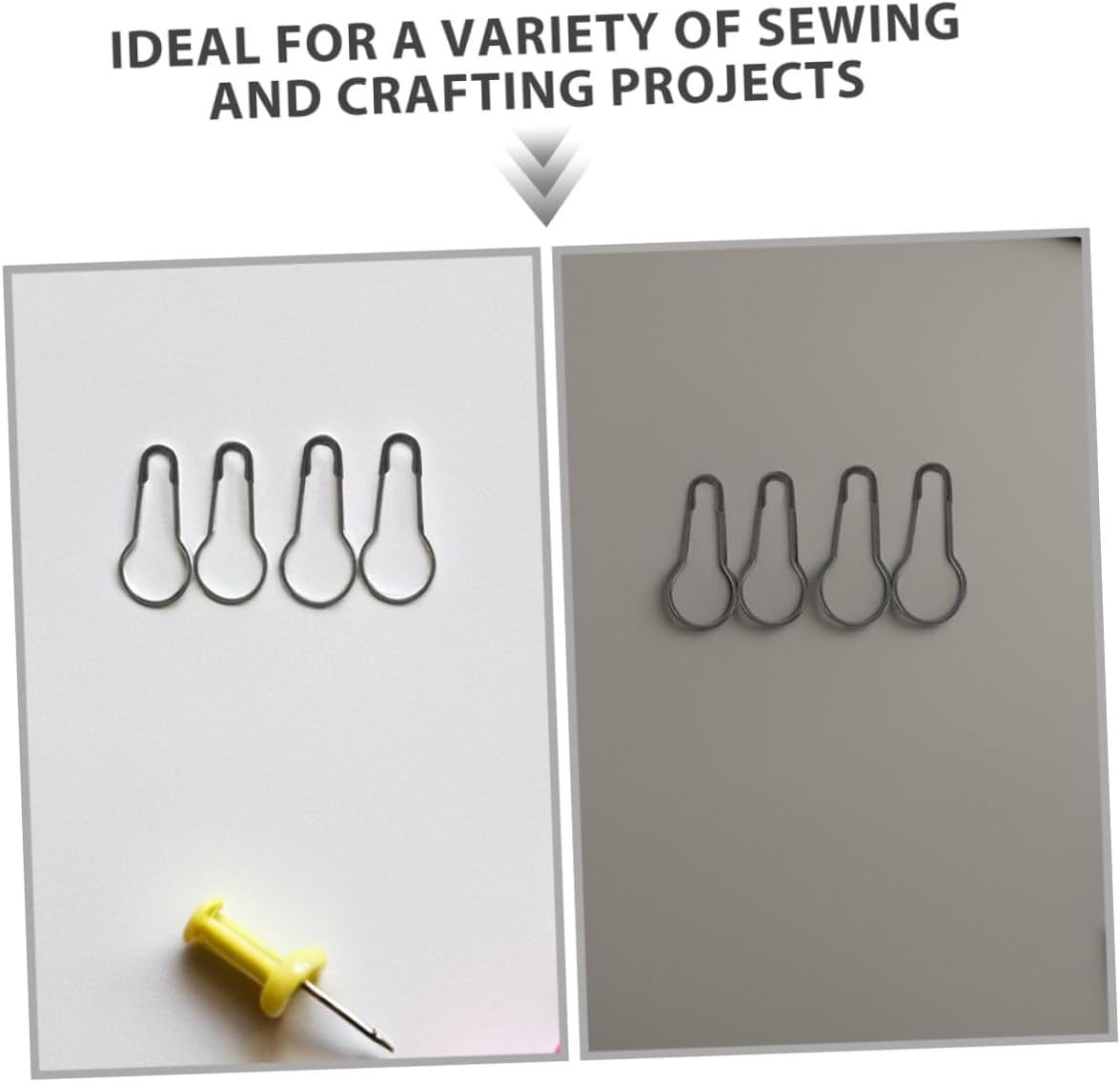 SUPVOX 100pcs Metal Gourd Safety Pins for Sewing and Quilting, Black Metal Clothes Crafting Pins for DIY Clothing Accessories and Home Sewing Projects