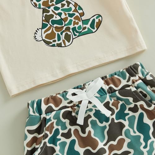 Image of Toddler Boy Easter Outfit Letter Cross Short Sleeve T Shirt Camouflage Shorts Set 2T 3T 4T 5T Summer Outfits