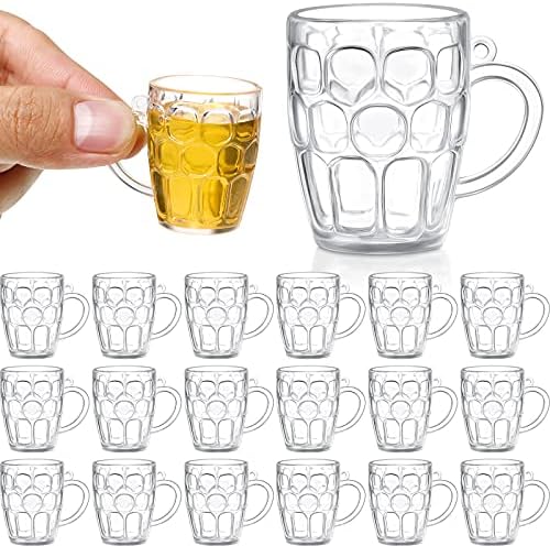 Mini Beer Glasses Clear Plastic Mug Shot for Beer Fest, Sports Party, Wedding, Outdoor BBQ, Outdoor Picnics, or Oktoberfest (24 Pieces)