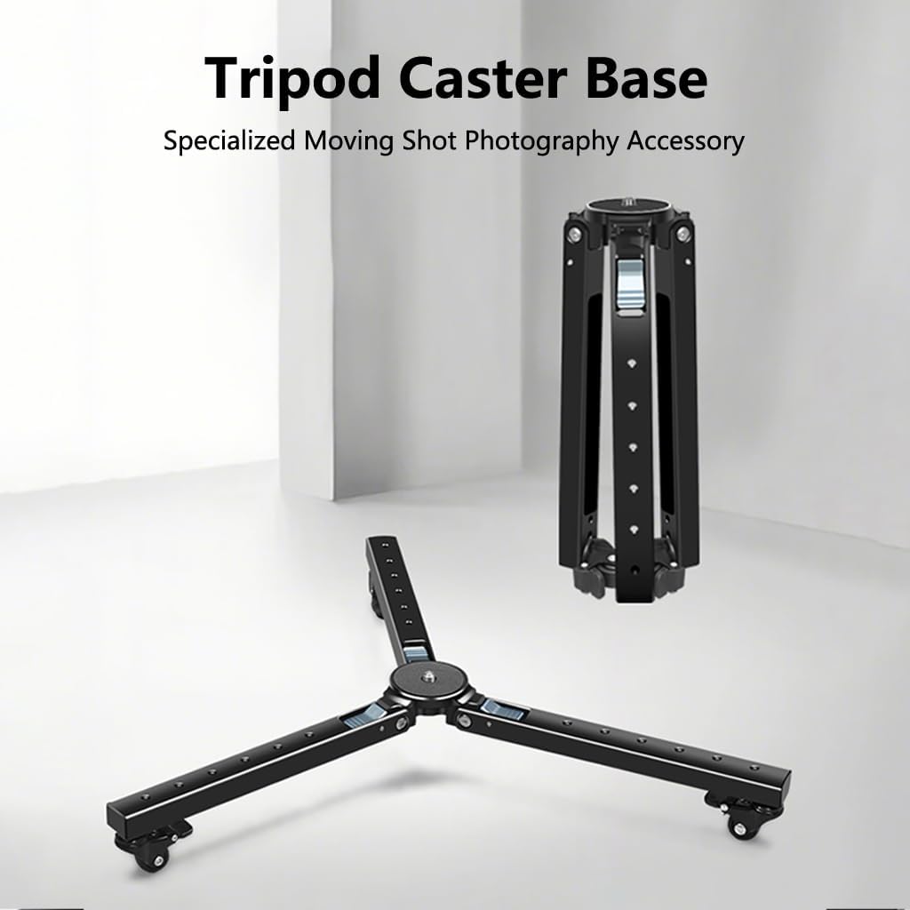 Photography Tripod Dolly, Heavy Duty 50kg Capacity Tripod Wheels with Locking Wheel, Foldable Leg Mount for Camera Camcorder Video Lighting (Type 1)