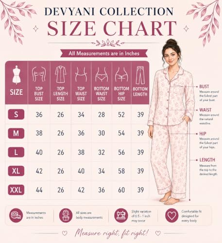 Image of Women's Rayon Floral Printed Co-Ord Night Suit Set | Half Sleeves V-Neck Top & Full Length Pajama | Soft & Breathable Nightwear Loungewear Set