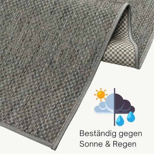 the carpet Mistra - Moderner In- und Outdoor Teppich, perfekt für das Wohnzimmer, Schlafzimmer oder die Terrasse, Wetterfest, langlebig und pflegeleicht, Anthrazit, 120 x 170 cm