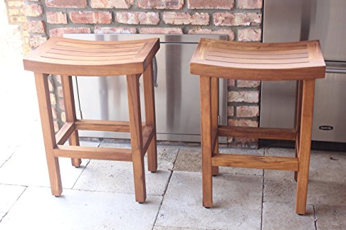 Image of AquaTeak Patented 24 inch Sumba Tall Teak Counter Stool