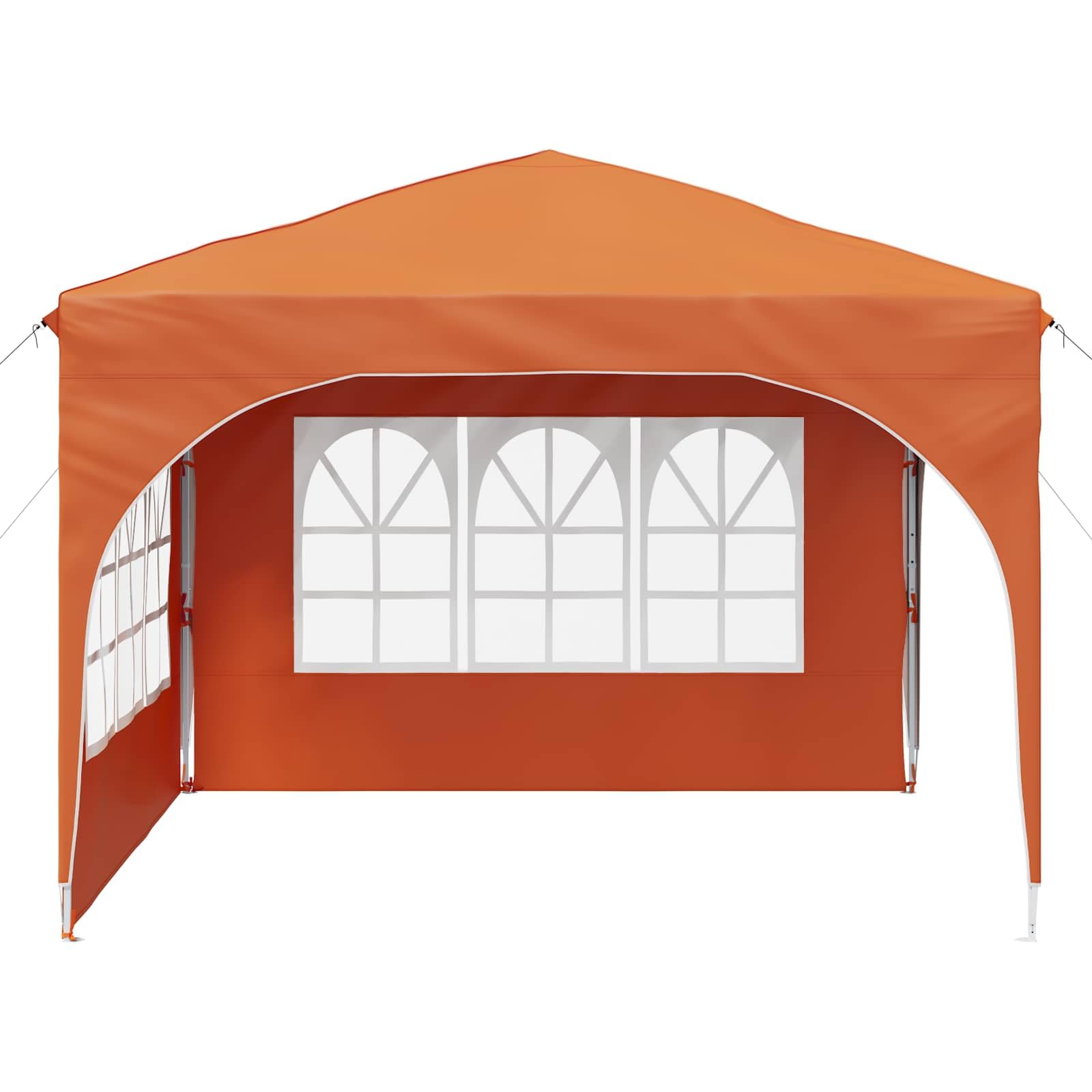 Namiot imprezowy Pop-up 290 x 290 x 245 cm, pomarańczowy, 210D Oxford, wodoszczelny, odporny na warunki atmosferyczne, ze srebrną powłoką, z regulacją wysokości, 3 stopnie, w zestawie