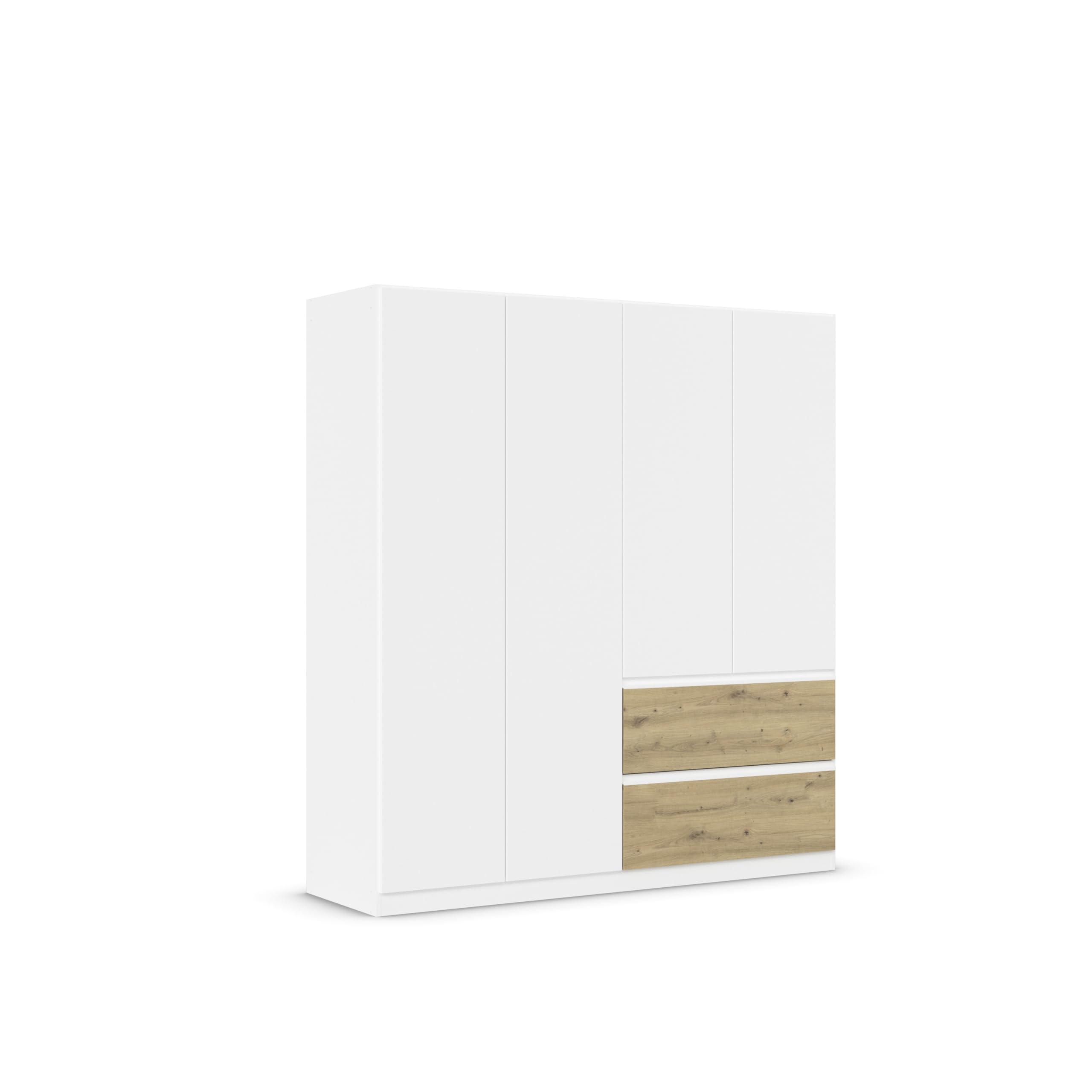 Rauch Möbel Costa, Kleiderschrank für Schlafzimmer, Kinderzimmer, Babyzimmer, Garderobe, Flur, 4-türig, 2 Schubladen, Push-to-Open, mit Zubehör Classic, Farbe Weiß, Breite 181 cm
