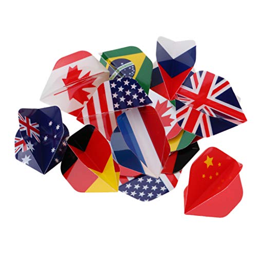 P Prettyia Vol Standard Remplacement Aile Extrémité de Flèchette Decoration Accessoire - 27 Drapeau Impression, 4,4 x 3,6 cm