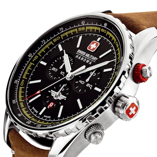 Image of Swiss Military Hanowa SMWGC0000302 - Swiss Made Round Silver Chronograph - Watch for Men
