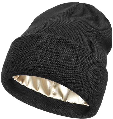 Bonnet hiver en tricot haut de gamme avec doublure protectrice en satin doux
