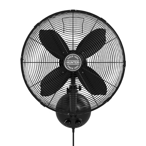 Hunter Fan Company Classic 16 in. 3 Speed Wall Fan in Matte Black with Oscillation and Adjustable Head