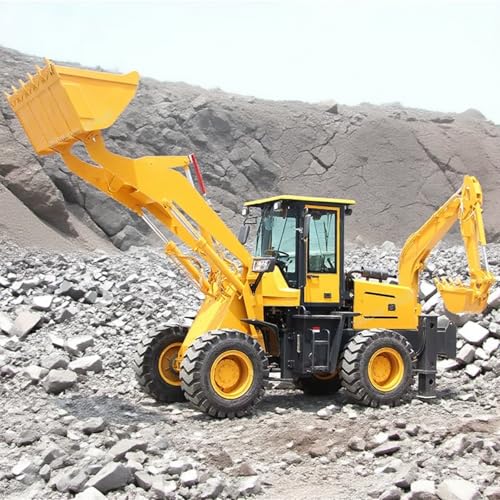 Retroexcavadora compacta remolcable - Tractor excavador pequeño resistente con sistema hidráulico y cabina cómoda para el operador para excavación y uso rural