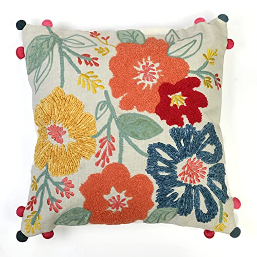 SHADES OF LIFE Cotton Decorative Cushion Covers (Multi Color emb 16 * 16) Set of 2,Multi