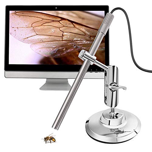 Teslong Digital Microscope USB, True 200x Magnification Handheld Soldering Microscope with Metal Stand and Case for Windows PC & Android Device (USB Microscope)