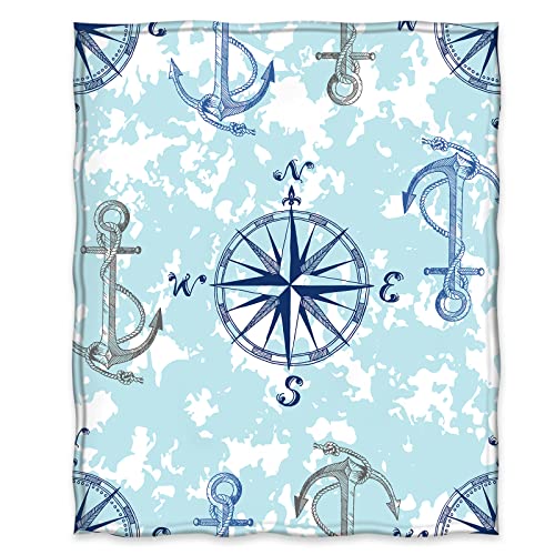 Jekeno Nautical Anchor Blanket Gifts for Women Kids Boys Men Home Bedroom Living Room Decor Soft Cozy Lightweight Throw Blankets Blue 50"x60"